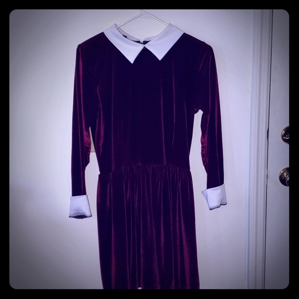 Lightly worn dress wednesday addams maroon velvet